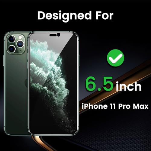 Romkasi 3 Pack Privacy Screen Protector for iPhone 11 Pro Max 6.5 Inch with 3 Pack Camera Lens Protector, Anti Spy Tempered Glass Film, Anti-Scratch, Touch Sensitive, Case Friendly - color: iPhone 11 Pro Max