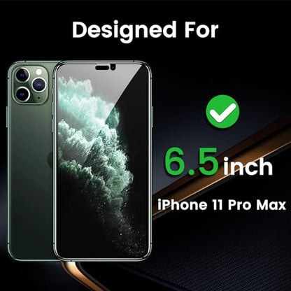 Romkasi 3 Pack Privacy Screen Protector for iPhone 11 Pro Max 6.5 Inch with 3 Pack Camera Lens Protector, Anti Spy Tempered Glass Film, Anti-Scratch, Touch Sensitive, Case Friendly - color: iPhone 11 Pro Max