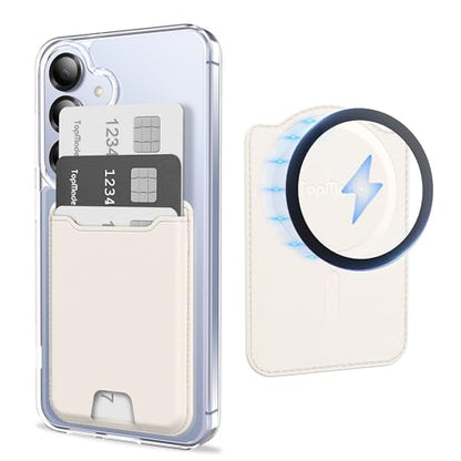 TopMade for MagSafe Wallet, 4 Cards Holder, Strongest Magnetic Phone Wallet - color: White