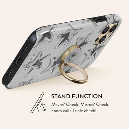 BURGA Cell Phone Ring, Holder Grip and Stand - Finger Phone Grip for Back of Smartphone Case, Kickstand 360 Rotation, Universal Ring for iPhone Samsung Galaxy Huawei Google Pixel, Stylish Accessories - color: HotShot, style: Gold