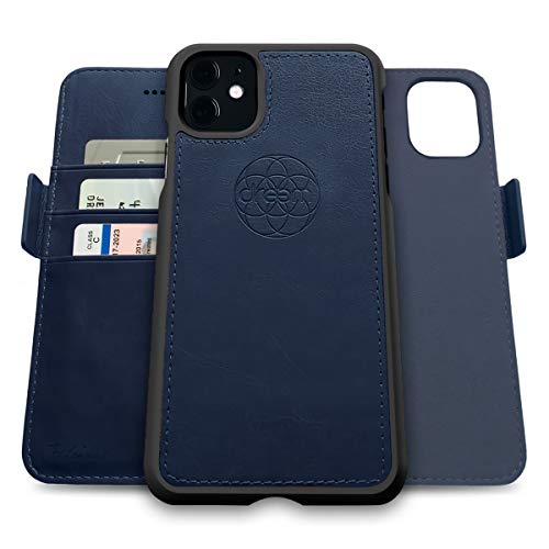 Dreem Fibonacci 2-in-1 Wallet Case for Apple iPhone 11 - Luxury Vegan Leather, Magnetic Detachable Shockproof Phone Case, RFID Card Protection, 2-Way Flip Stand - Royal - color: Royal, size: iPhone 11