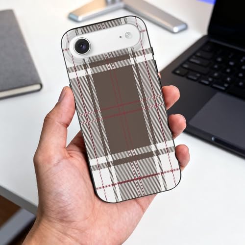 Red Gray White Tartan Plaid ScottishAnti-Yellowing Soft TPU Phone Case for iPhone 17, Shockproof and Scratch-Resistant Case - color: black-style-137