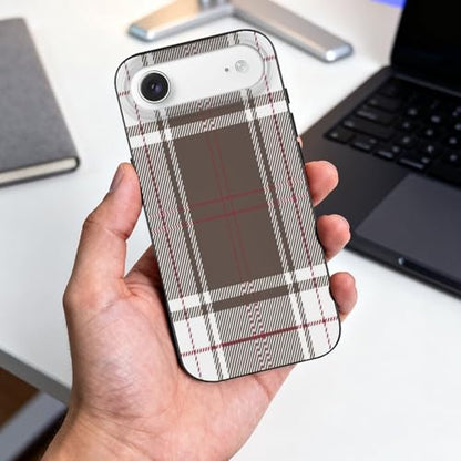 Red Gray White Tartan Plaid ScottishAnti-Yellowing Soft TPU Phone Case for iPhone 17, Shockproof and Scratch-Resistant Case - color: black-style-137