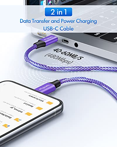 etguuds USB C to USB C Cable 6ft, 2-Pack 60W C to C Cable Fast Charging - color: Purple, size: 6ft