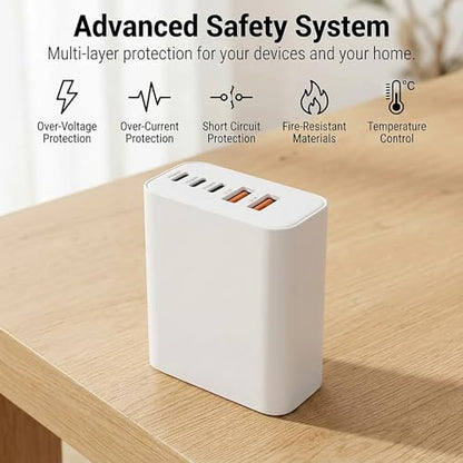 TZBAY 2-Pack USB C Charger Block, 60W 5 Ports Wall Charger Fast Charging - color: White 2Pack