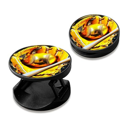 2 Pack Cell Phone Grip with Expanding Kickstand, Golden Baseball - color: Golden Baseball
