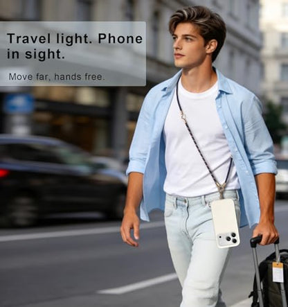 memumi Anti-Theft Phone Lanyard Crossbody for iPhone & Android, 3-in-1 Neck & Wrist Strap, 66 lbs Pull-Tested, Universal Phone Strap for Travel & Commuting, Navy Blue - color: Navy Blue