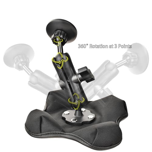 VAUBORTTI Magnetic Phone Holder for Desk&Car Dash,Aluminum Arm, Non-Slip Beanbag Base, 360° Rotation at 3 Points, Compatible with MagSafe iPhone 12-16 Series, Fits RAM B Size 1" Ball