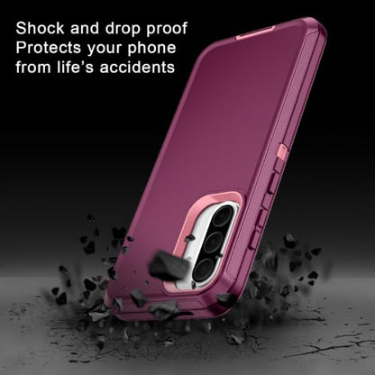 I-HONVA for Samsung Galaxy A37 5G Case Shockproof Dust/Drop Proof 3-Layer Full Body Protection [Without Screen Protector] Rugged Heavy Duty Cover Case for Galaxy A37 5G,Purple/Pink - color: Purple/Pink