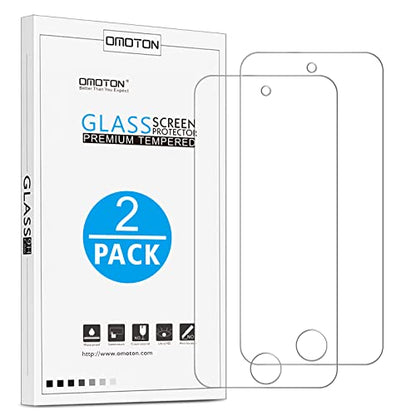 OMOTON Tempered Glass Screen Protector for New iPod Touch (7th / 6th / 5th Gen, 2015 / 2019 Released), 2 Pack - size: iPod Touch