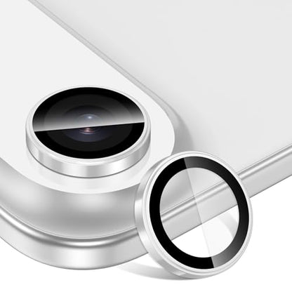 for iPhone Air Camera Lens Protector, Individual Metal Ring Tempered Glass Lens Cover,[Strong Adsorption] Scratch Resistant Thin HD Clear Lens Cover,1 Set-Slivery Ring
