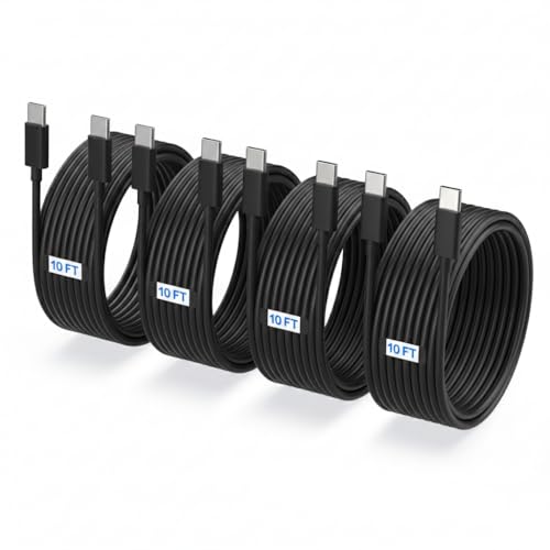 4-Pack 10ft USB-C to USB-C Fast Charging Cables Cord (100W/5A) - Black - color: Black 4x10ft-5A