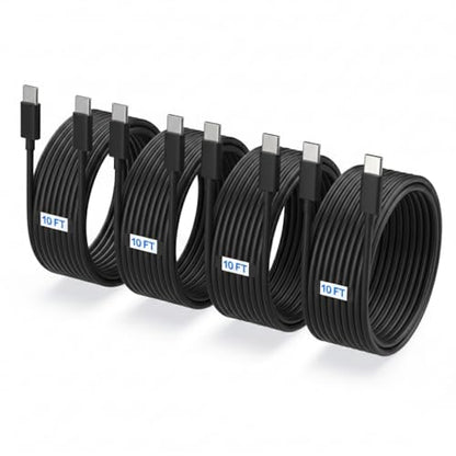 4-Pack 10ft USB-C to USB-C Fast Charging Cables Cord (100W/5A) - Black - color: Black 4x10ft-5A