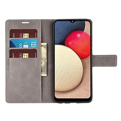 Flip Case for Samsung A03S Wallet PU Leather Magnetic Protective Cellphone Case for Samsung Galaxy A02S A025M A03S A037M Folio Book Cover with Stand (Gray) - color: Gray