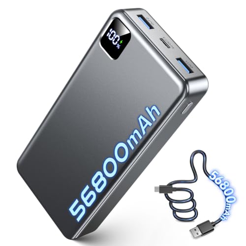 Portable Charger 56800mAh, 22.5W Fast Charging Power Bank with LED Display - color: Gray