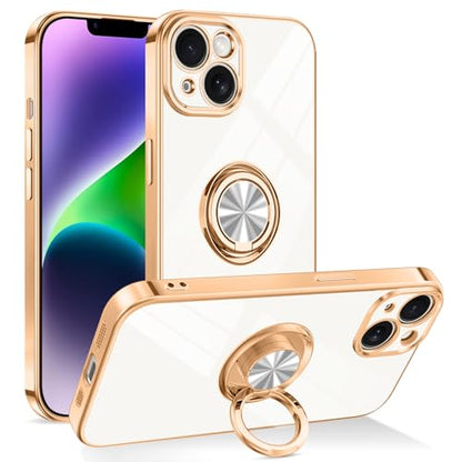 Dinick White for iPhone 14 Case with Ring Holder Kickstand - color: White, size: 6.1'' iPhone 14