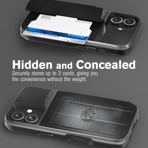 VENA vCommute for iPhone 16 Wallet Case, Black | Military-Grade Drop Protection, Premium Leather Magnetic Flap Cover, Hidden Card Holder, RFID Blocking, Multi-Angle Kickstand - color: Classic - Black, size: iPhone 16