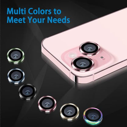 Compatible with iPhone 15 and iPhone 15 Plus Camera Lens Protector, Anti-Scratch Lens Cover 9H Tempered Glass Metal Len Screen Protector Shockproof Camera Ring for 15 and 15 Plus - 2 Pcs Sierra Blue - color: Sierra Blue
