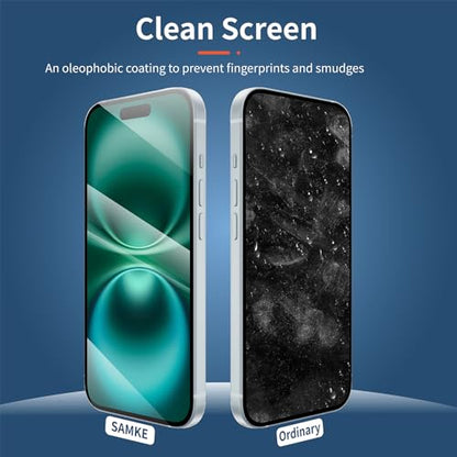 SAMKE 3Pcs Screen Protector for iPhone 15/15Pro and iPhone16 Tempered Glass - size: iPhone 16 and iPhone 15/15Pro