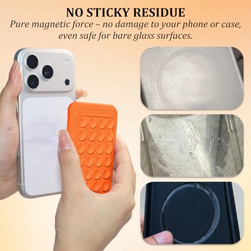Aiivioll 4-in-1 Magnetic Grip Card Holder Stand for MagSafe Orange - color: Orange