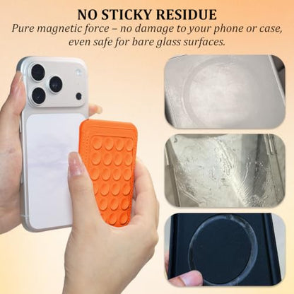 Aiivioll 4-in-1 Magnetic Grip Card Holder Stand for MagSafe Orange - color: Orange