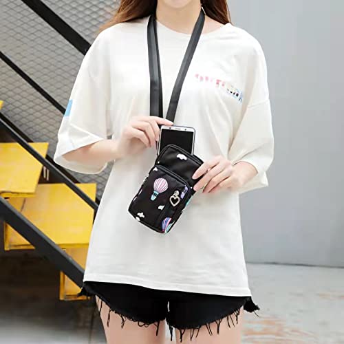Women Crossbody Cell Phone Purse Case Armband Bag for iPhone 12 13 Mini 14 15 Plus 11 Pro Max Google Pixel 6a 7a 8a 6 7 8 Pro - color: Black-balloon