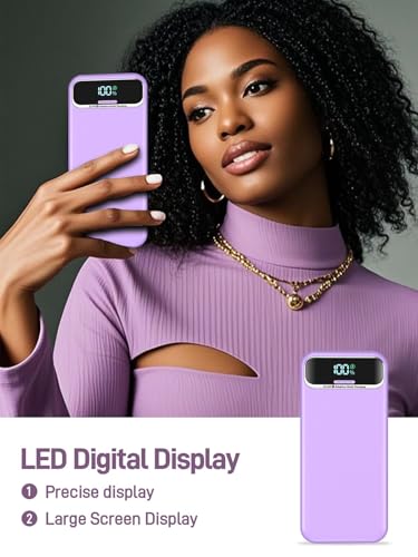 Nusyddy Portable Charger 20000mAh Fast Charging w/Built-in Wall Plug Purp. - color: Purple