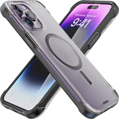 REBEL Clear Case for iPhone 14 Pro Max [Frosted Series Gen-4] Strong MagSafe Compatible, Translucent, Matte Texture, Protective Shockproof Bumpers, Metal Buttons, 6.7 Inch Phone 2023 (Frosted Black) - color: Frosted Black, size: iPhone 14 Pro Max