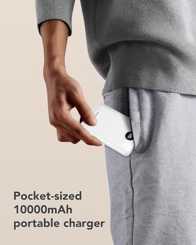 Mini Portable Charger with Built-in Cables 20W Fast Charging Power Bank USB-C Small Battery Pack 10000mAh Travel Essential Slim Battery for iPhone 17/16/15/14, Samsung 25/24, and More - color: White