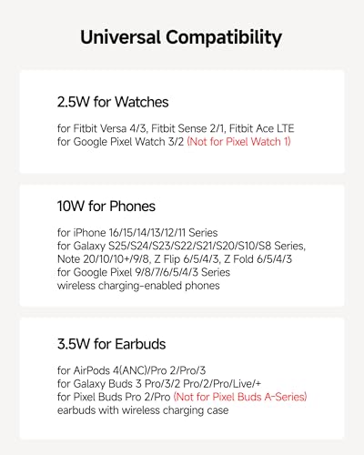3 in 1 Foldable Wireless Charger for Fitbit Versa 4/3/Sense 2/1 and Phone