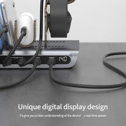 Unitek 140W 10-Port USB C Charging Station with Digital Display
