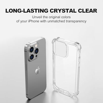 for iPhone 15 Pro Case Clear - 5-in-1 Camera Lens and Glass Screen Protector - size: iPhone 15 Pro
