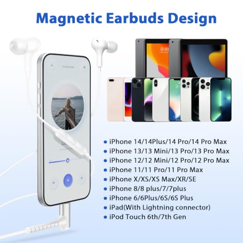iMangoo for Apple MFi-Certified Lightning Wired Earbuds Headphones with Mic - color: White
