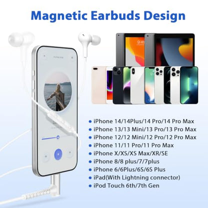 iMangoo for Apple MFi-Certified Lightning Wired Earbuds Headphones with Mic - color: White