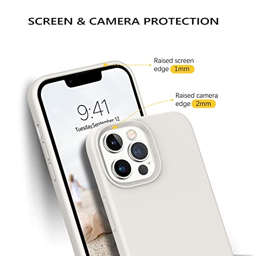 GUAGUA Compatible with iPhone 13 Pro Max Case 6.7 Inch Liquid Silicone Soft Gel Rubber Slim Microfiber Lining Cushion Texture Cover Shockproof Protective Phone Case for iPhone 13 Pro Max, Stone - color: Stone, size: iPhone 13 Pro Max