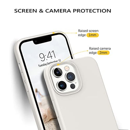 GUAGUA Compatible with iPhone 13 Pro Max Case 6.7 Inch Liquid Silicone Soft Gel Rubber Slim Microfiber Lining Cushion Texture Cover Shockproof Protective Phone Case for iPhone 13 Pro Max, Stone - color: Stone, size: iPhone 13 Pro Max