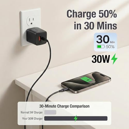 30W USB C Charger Block for iPhone 17 16 15 Pro Max Fast Charging - size: 2 units