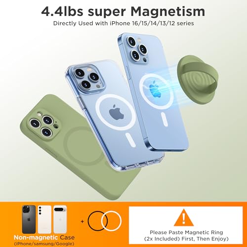 Upgraded Magnetic Phone Grip, Liquid Silicone Soft and Portable, Removable Finger Loop Ring Grip Holder for iPhone, Strong Magnetic Attraction, Compatible with MagSafe Phone Case, Tea Green - color: Tea Green