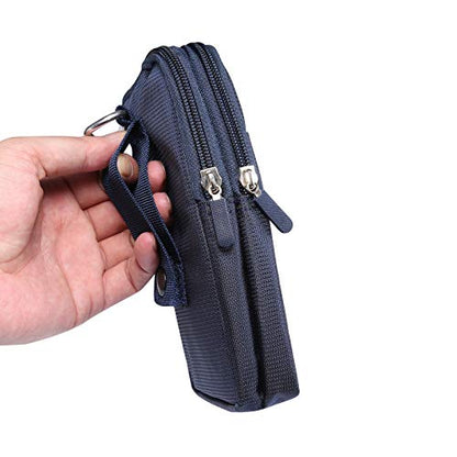 Men's Smartphone Waist Bag Zipper Mobile Phone Holster Waist Pouch Wallet with Carabiner Belt Loop for Outdoor Sport Travel - color: Blue