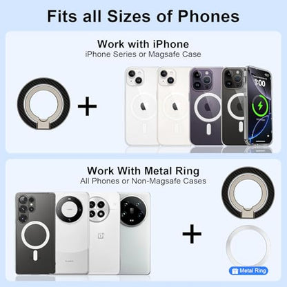 Magnetic Phone Ring Holder,Dual-Side MagSafe Phone Ring Grip with Kickstand - color: gray