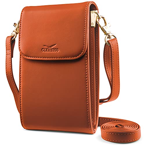 Classico Small Crossbody Phone Purse for Women - Crossbody Bag Wallet for Phone, Cards, Accessories - color: Tan