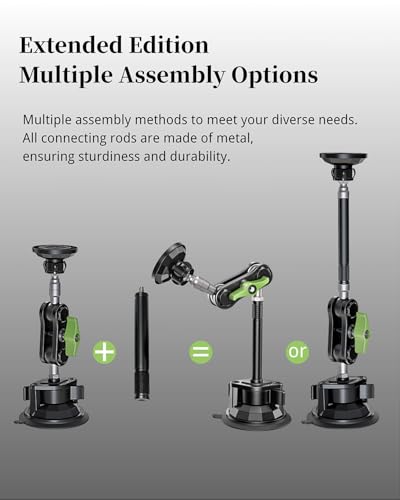 Magnetic Car Phone Holder, Ultra Stable Windshield Phone Mount, Strong Suction Cup & Powerful Magnetic, 360° Rotatable, Durable Premium Aluminum Alloy, for All Vehicles & All Smartphones - style: Extended