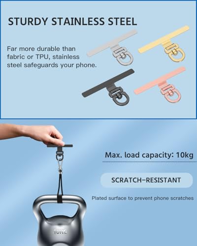 2 Pack Stainless Steel Phone Tether Tabs - Universal Lanyard Patches for phone cases, Phone Lanyard Tab - color: Gold