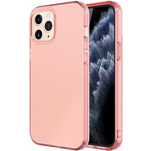 Phone Case for iPhone 12 Pro Clear, [Crystal Clear][Non-Yellowing] Slim Shockproof Reinforced Drop Protective Flexible TPU Back Cover Phone Case for iPhone 12 Pro Protective Case(Pink) - color: Pink