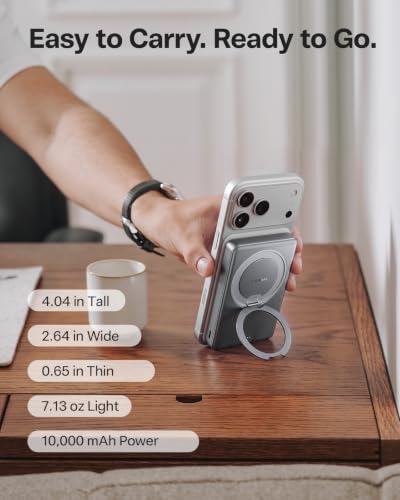 TORRAS Ostand MiniMag 10000mAh Magnetic Power Bank with Stand for iPhone 18 - color: Gray