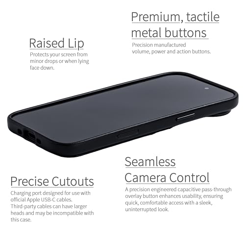 Dockem Genuine Leather Card Case for iPhone 17 Air with Camera Control Button and Stitched-on Wallet with 2 Holder Slots (Black, M2GL) - color: Black, size: 17 Air