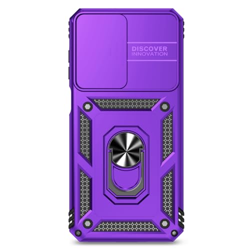 for Samsung Galaxy A17 / Galaxy A26 5G Case, with Slide Camera Cover HD Screen Protector [Military Grade Drop Tested] Ring Holder Kickstand Protective Phone Case for Samsung Galaxy A17, Purple - color: Purple w/ Slide Camera 2nd gen. Military Grade