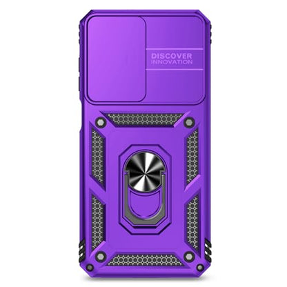 for Samsung Galaxy A17 / Galaxy A26 5G Case, with Slide Camera Cover HD Screen Protector [Military Grade Drop Tested] Ring Holder Kickstand Protective Phone Case for Samsung Galaxy A17, Purple - color: Purple w/ Slide Camera 2nd gen. Military Grade