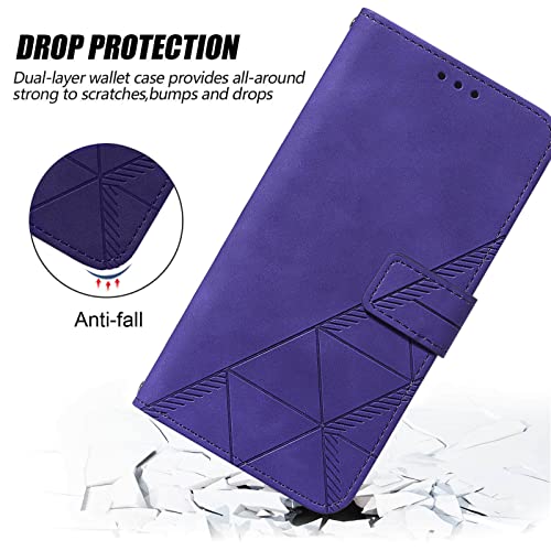 Flip Wallet Case for iPhone 17e/16e, Wrist Strap, Purple | Embossed PU Leather, Detachable Wrist Strap, Card Slots, TPU Inner, Cash Pocket, Magnetic Closure, Stand, Precise Cutouts - color: Purple