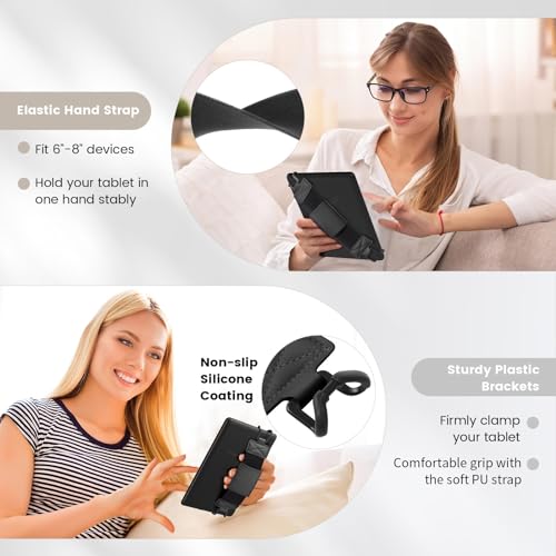 MoKo Soft Hand Strap for 6-8" Kindle eReaders Fire Tablet, Black - color: Black, style: Soft Pu Strap